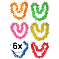 Hawaii slingers of bloemenkransen pakket   6x stuks   personen   mix kleuren   bloemenslingers