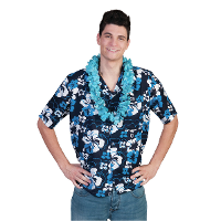 Hawaii thema blouse overhemd Honolulu   blauw   heren   party   verkleedkleding