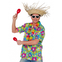 Hawaiishirt blauw bloemen voor heren