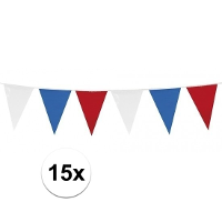 Haza vlaggenlijnen Nederland   15x   rood wit blauw   10 meter   binnen en buiten