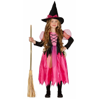 Heksen kostuum/outfit Shiny Witch   voor meisjes   roze   Heksenjurk verkleedkleding