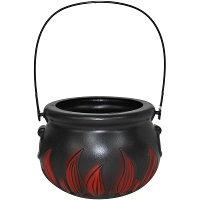 Heksenketel   zwart   15 cm   kunststof   heksen kookpot   met hengsel   Halloween