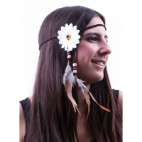 Hippie Flower Power verkleed accessoire hoofdbandje   wit   dames   Ibiza stijl