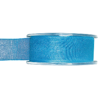 Hobby/decoratie organza sierlint   turquoise blauw   2,5 cm x 20 meter   Cadeaulint   inpakken