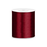 Hobby/knutsel satijnen sierlint   bordeaux   10 cm x 25 mtr   cadeau lint