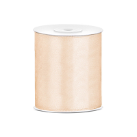 Hobby/knutsel satijnen sierlint   creme wit   10 cm x 25 mtr   cadeau lint