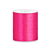 Hobby/knutsel satijnen sierlint   fuchsia   10 cm x 25 mtr   cadeau lint