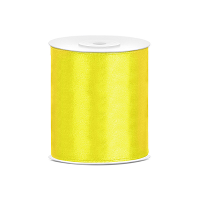 Hobby/knutsel satijnen sierlint   geel   10 cm x 25 mtr   cadeau lint