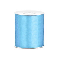 Hobby/knutsel satijnen sierlint   lichtblauw   10 cm x 25 mtr   cadeau lint