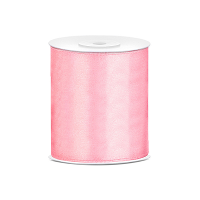 Hobby/knutsel satijnen sierlint   roze   10 cm x 25 mtr   cadeau lint