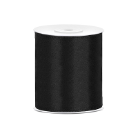 Hobby/knutsel satijnen sierlint   zwart   10 cm x 25 mtr   cadeau lint