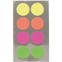 Hobby stickers   32x stuks   D25 mm   neon kleuren ronde stickers   Kantoor stickers   Scrapbook