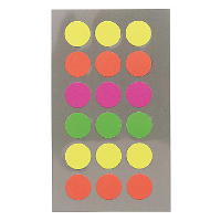 Hobby stickers   72x stuks   D15 mm   neon kleuren ronde stickers   Kantoor stickers   Scrapbook