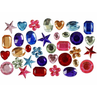 Hobby strasstenen   50x   mix 15 gram   gekleurd   verschillende vormen   hobbysteentjes