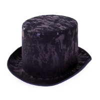 Hoge Halloween hoed   zwart   volwassenen   antieke stijl   vilt   hoofdmaat 60 cm