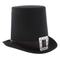 Hoge hoed   zwart   met gesp   volwassenen   60 cm   Halloween   verkleedaccessoires