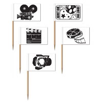 Hollywood thema cocktailprikkers   50x stuks   6,5 cm   film/bioscoop versiering