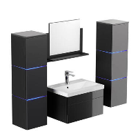 HOME DELUXE Badkamermeubel WANGEROOGE Zwart XL