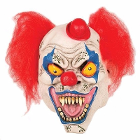 Horror clown verkleedmasker met hoedje   latex   gezicht masker   Halloween