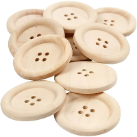 Houten platte knopen   Diameter 35 mm   10x stuks   ongelakt   zelf te verven