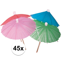 IJs parasols   gekleurd  45x stuks   dessert/cocktail parasolletjes   10 cm