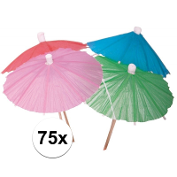 IJs parasols   gekleurd  75x stuks   dessert/cocktail parasolletjes   10 cm