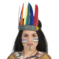 Indiaan verkleed hoofdtooi/hoofdband met veren   voor kinderen