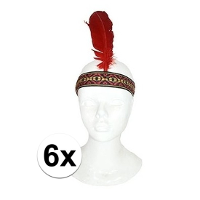 Indianen verkleed veren hoofdband   6x stuks   voor volwassenen   Met klitteband   carnaval   indiaa