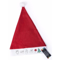Inkleurbare kerstmuts voor kinderen   rood/wit   budget lijn   met krijtjes