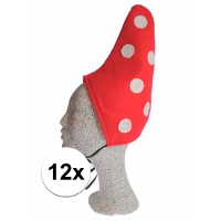Kabouter kinder mutsen   12x   verkleed hoeden   rood/witte stippen