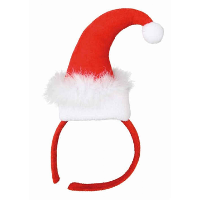 Kerst diadeem/haarband   kerstmuts met veren   rood   polyester   Miss Santa