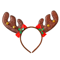 Kerst diadeem/haarband   rendier gewei met strikjes   donkerbruin