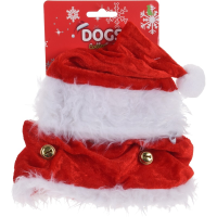 Kerstkleding voor honden   kerstmuts met halsband   Kerst hondenkleding