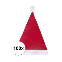 Kerstmuts   100x   rood   volwassenen   polyester   59 cm   kerstaccessoires
