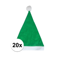 Kerstmuts   20x   groen   volwassenen   polyester   59 cm   kerstaccessoires