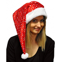 Kerstmuts   glitter   met pailletten   rood/wit   30 x 60 cm   kerstaccessoires