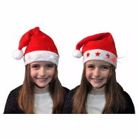 Kerstmuts met lampjes   rood met witte sterren   vilt   kinderen   verlichte kerstmuts