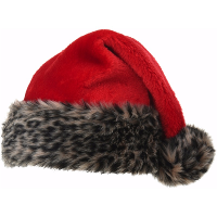 Kerstmuts   panterprint   pluche   48 cm   stretch