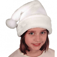 Kerstmuts   pluche   wit   voor kinderen   kerstaccessoires   kerst verkleed artikelen