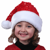 Kerstmuts   rood met pailletten   polyester   voor kinderen