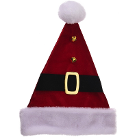 Kerstmuts   rood   met riempje   40 cm   polyester   volwassenen