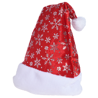 Kerstmuts   rood   sneeuwvlokken   volwassenen   30 x 42 cm?  Kerstaccessoires