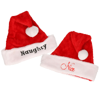 Kerstmutsen set   Nice en Naughty   voor volwassenen   pluche