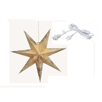 Kerstversiering gouden kerststerren 60 cm inclusief lichtkabel