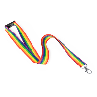 Keycord/lanyard in de regenboog kleuren   polyester/metaal   met clipsluiting   50 cm