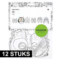 Kinder maskers om in te kleuren   12x stuks   papier   knutselen kinderfeestje   oogmaskers maken