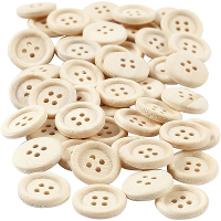 Knopen   hout   50x   15 mm   blanco   4 gaats   hobby/naaien