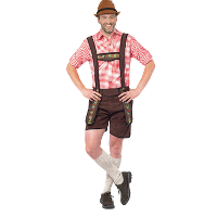 Korte lederhosen   donkerbruin   heren   Tirolerbroek   Oktoberfest   bierfeest kleding