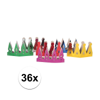 Kroontjes voor kinderen   karton   36x stuks   kronen   verjaardag   prinses   koningin   gekleurd