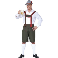 Lederhosen verkleed kostuum/broek   heren   Oktoberfest outfit   groen/rood
